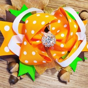 Fall and Thanksgiving Girls Holiday Boutique Style Stackable Hair Bow